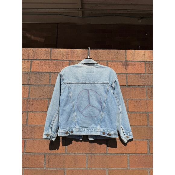 90s Levi's Vintage Type 3 Custom Hippie Hand Drawn Art Stonewash Denim Jacket - Picture 8 of 9